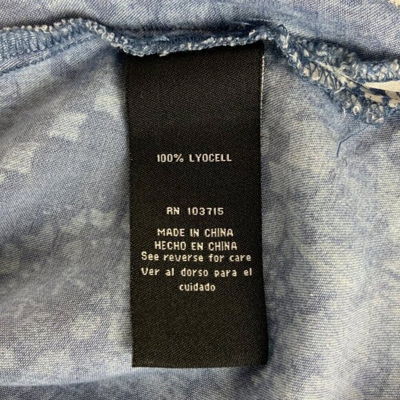 Zac & Rachel Womens Blue Patterned Tunic Long Roll-Tab Sleeves Size Large Flowy - Picture 6 of 6